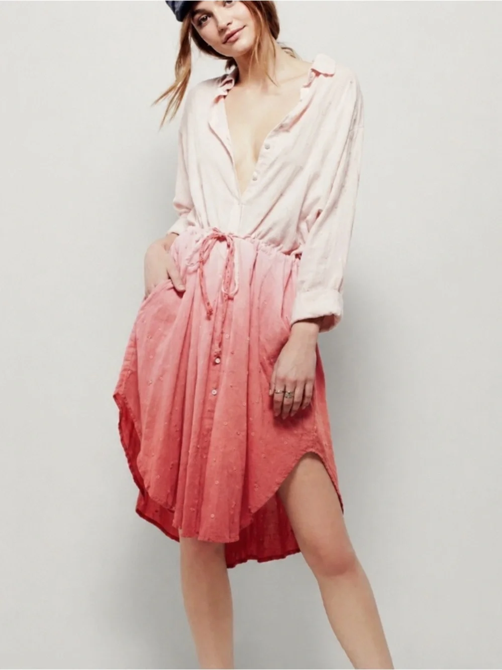 free people button down shirt dress Free People Button Down T-Shirt Dress